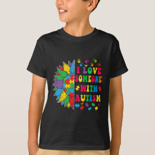 I Love Someone With Autism Cute Sunflower Autism A T-Shirt