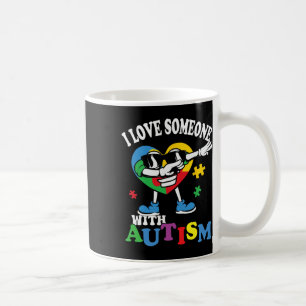 I Love Someone With Autism Dabbing Heart Kids Coffee Mug