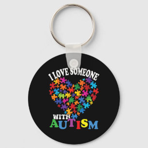 I Love Someone With Autism Heart Puzzle Keychain