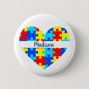 I Love Someone With Autism Personalized Name 2 Inch Round Button