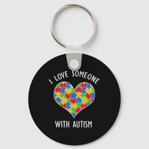 I Love Someone With Autism Puzzle Heart Awareness Keychain
