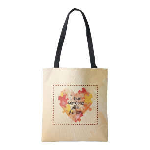 I love someone with Autism reusable tote bag