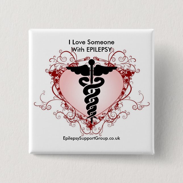 I Love Someone With EPILEPSY 2 Inch Square Button (Front)