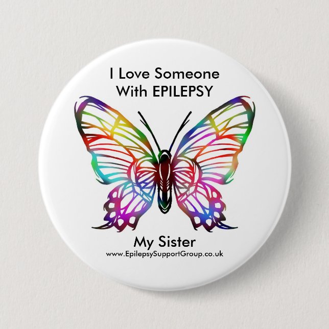 I love someone with epilepsy 3 inch round button (Front)