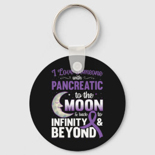 I Love Someone With Pancreatic Cancer To The Moon  Keychain