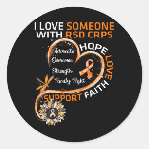 I love Someone With RSD CRPS Awareness Dragonfly S Classic Round Sticker