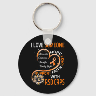 I Love Someone With Rsd Crps Awareness Sunflower Keychain