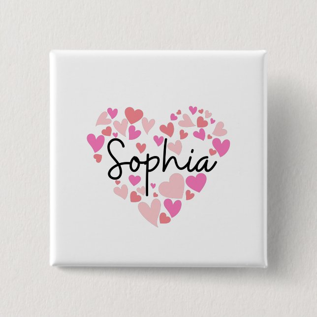 I love Sophia 2 Inch Square Button (Front)