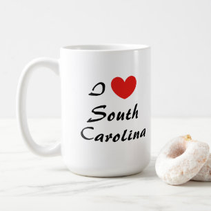 I Love South Carolina Heart Typography Coffee Mug