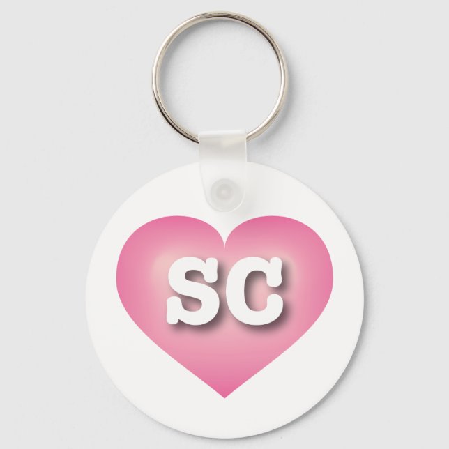 I love South Carolina - SC pink fade heart Keychain (Front)