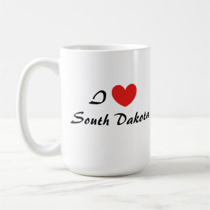 I Love South Dakota Heart Typography Coffee Mug