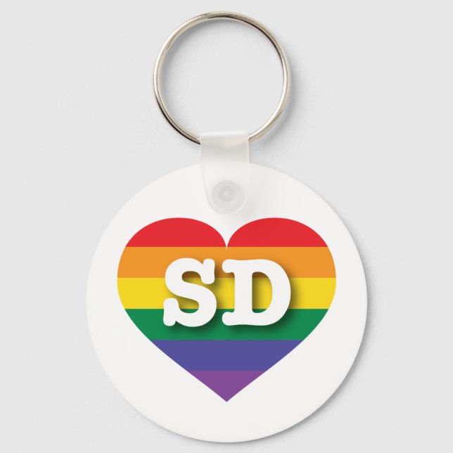 I Love South Dakota Rainbow Heart Keychain (Front)