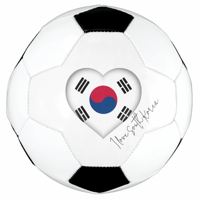 I Love South Korea Flag Colours Heart Soccer Ball (Front)
