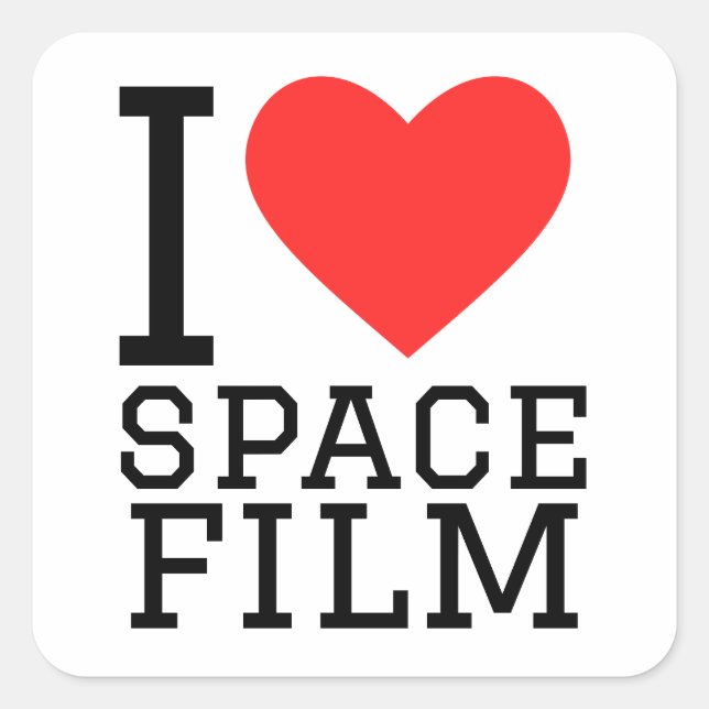 I love space film  square sticker (Front)