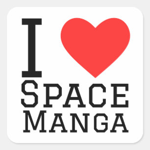I love space manga square sticker