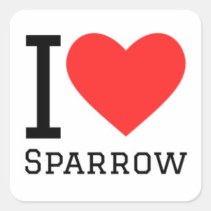 I love sparrow  square sticker