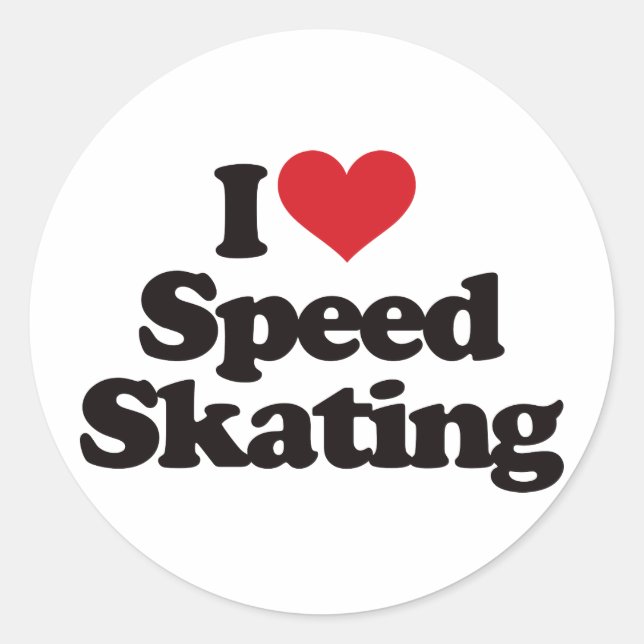 I Love Speed Skating Classic Round Sticker (Front)
