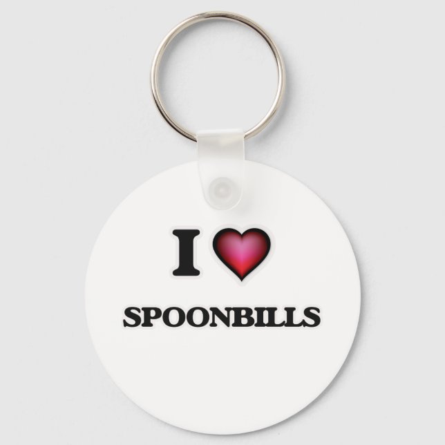 I Love Spoonbills Keychain (Front)