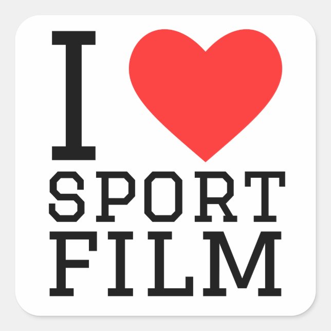 I love sport film  square sticker (Front)