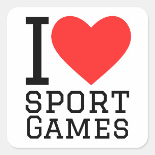 I love sport games square sticker
