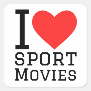 I love sport movies square sticker