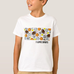 I LOVE SPORTS Baseball Basketball Soccer Football T-Shirt