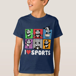 I Love Sports Pandas T-Shirt