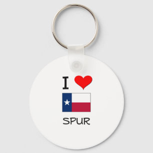 I Love Spur Texas Keychain