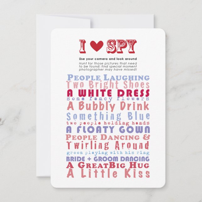 I love spy Photo Hunt Game Invitation (Front)