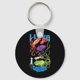 I Love Squids Octopus Cephalopod Ocean Summer Keychain