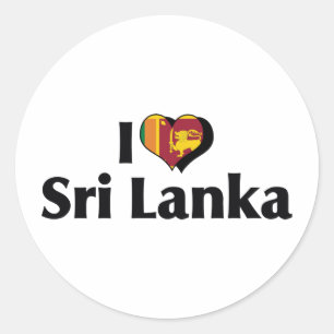 I Love Sri Lanka Flag Classic Round Sticker