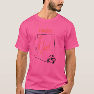 I Love State Of Arizona Flower Outline Phoenix Cit T-Shirt