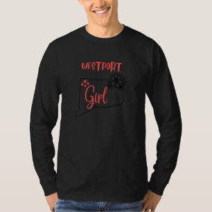 I Love State Of Connecticut Flower Outline Westpor T-Shirt