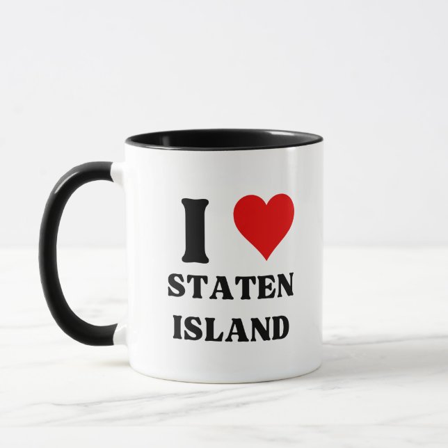 I Love Staten Island Heart Meme Funny Mug (Left)