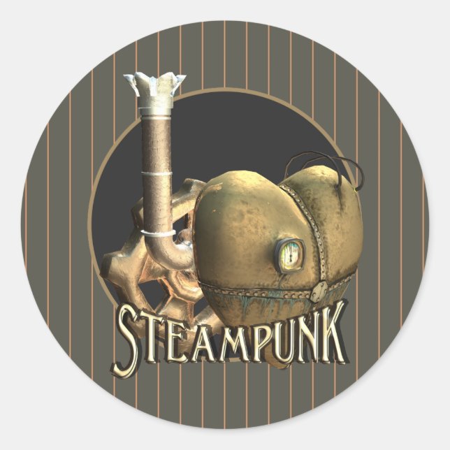 I Love Steampunk Brass Heart Classic Round Sticker (Front)