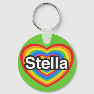 I love Stella. I love you Stella. Heart Keychain