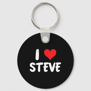 I Love Steve - Heart - Name Keychain