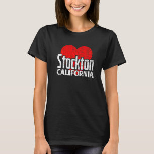 I Love Stockton California Retro Big Heart Stockto T-Shirt
