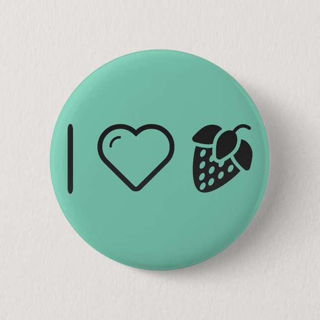 I Love Strawberries 2 Inch Round Button (Front)