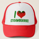 I Love Strawberries Cute Strawberry Farm Trucker Hat<br><div class="desc">A cute strawberry farm gift for someone who loves pretty red fruit in the summer.</div>