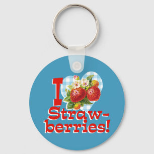 I Love Strawberries Keychain