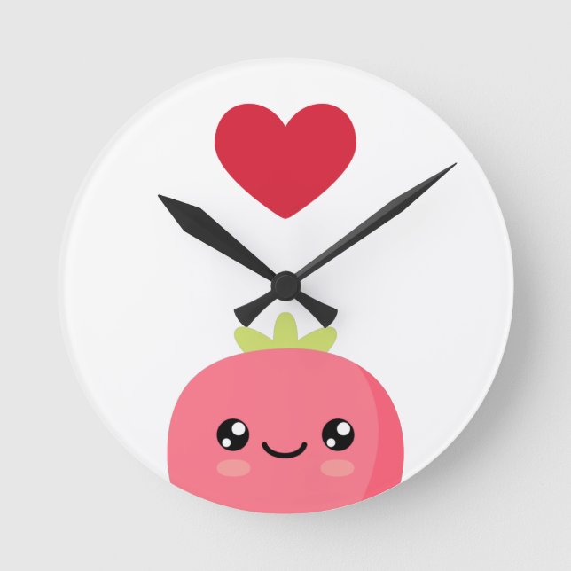 I love strawberries round clock (Front)