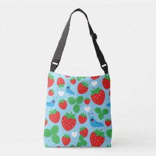 I Love Strawberries Seamless Pattern Crossbody Bag