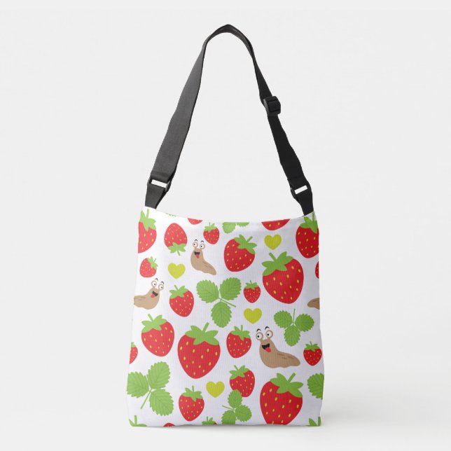 I Love Strawberries Seamless Pattern Crossbody Bag (Front)