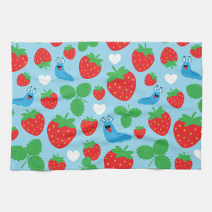 I Love Strawberries Seamless Pattern Kitchen Towel