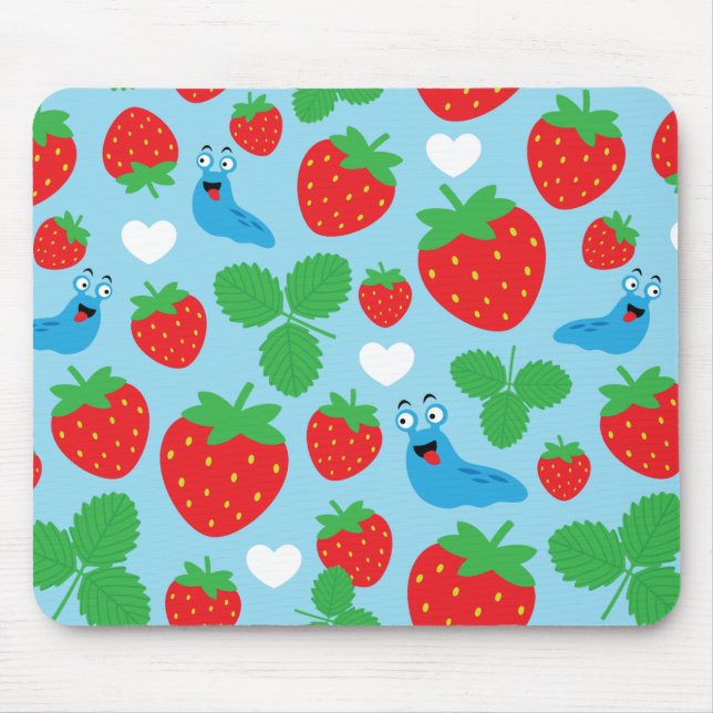 I Love Strawberries Seamless Pattern Mouse Pad (Front)