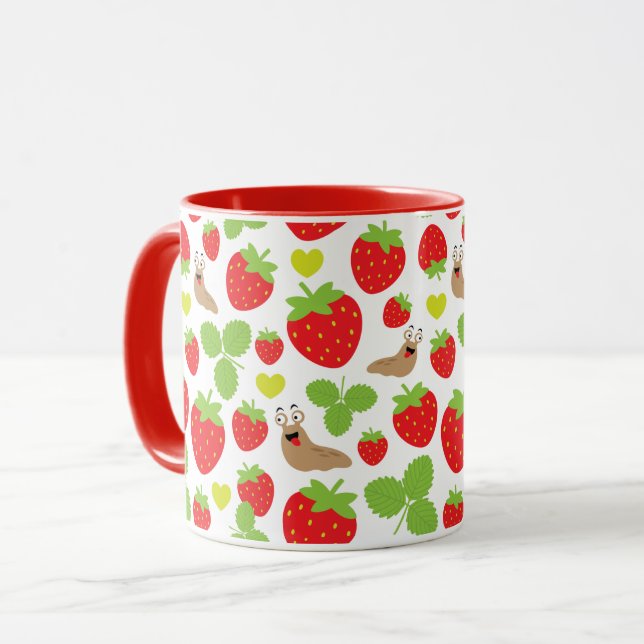 I Love Strawberries Seamless Pattern Mug (Front Left)