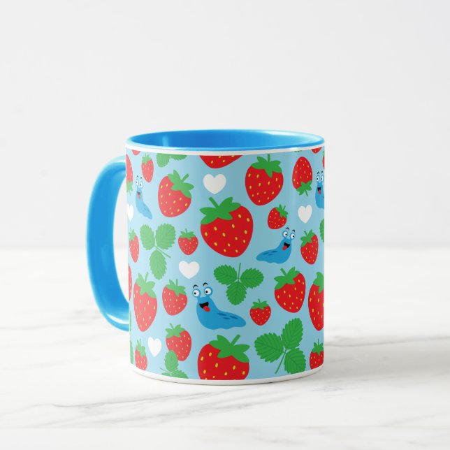 I Love Strawberries Seamless Pattern Mug (Front Left)