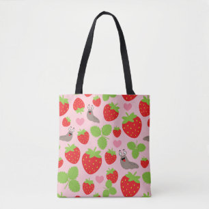 I Love Strawberries Seamless Pattern Tote Bag