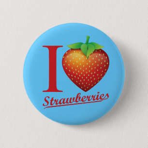 I Love Strawberry 2 Inch Round Button